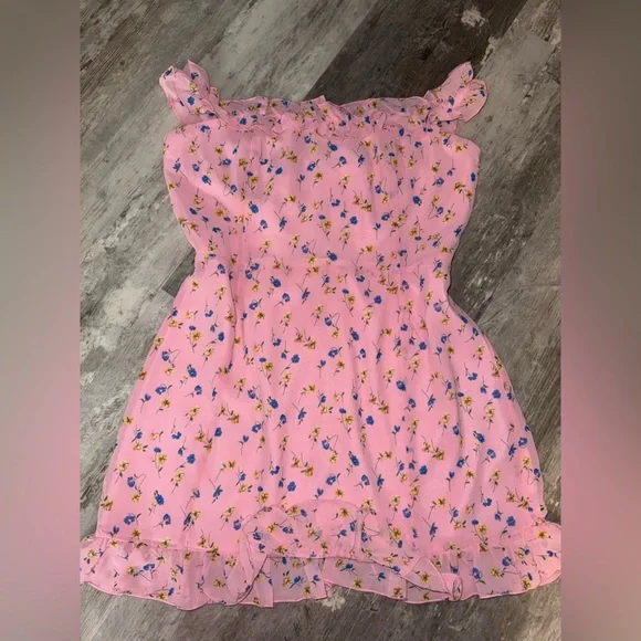 Showpo Pink Floral Dress with Ruffles - Picture 3 of 3